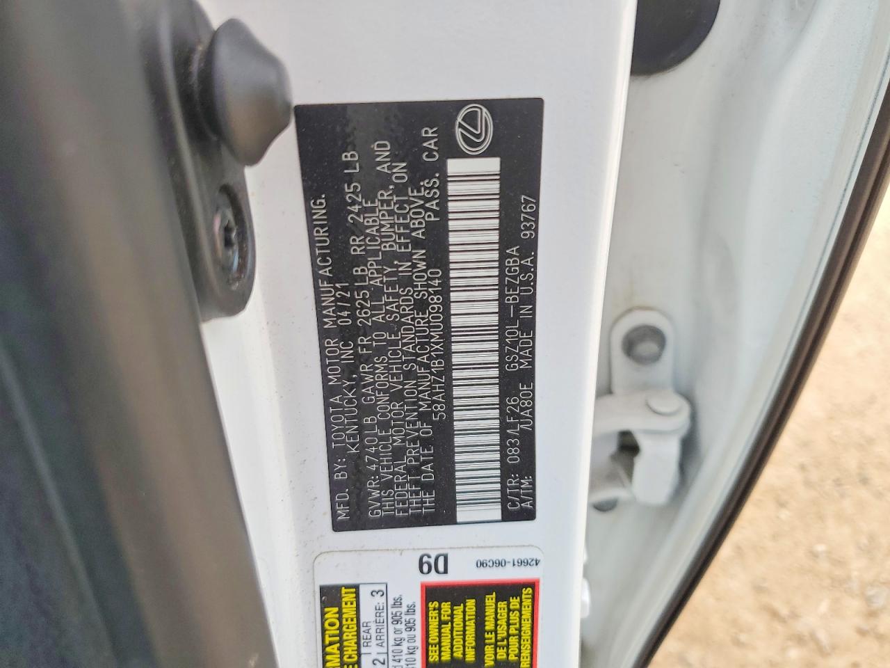 2021 LEXUS ES 350 BASE photo 13