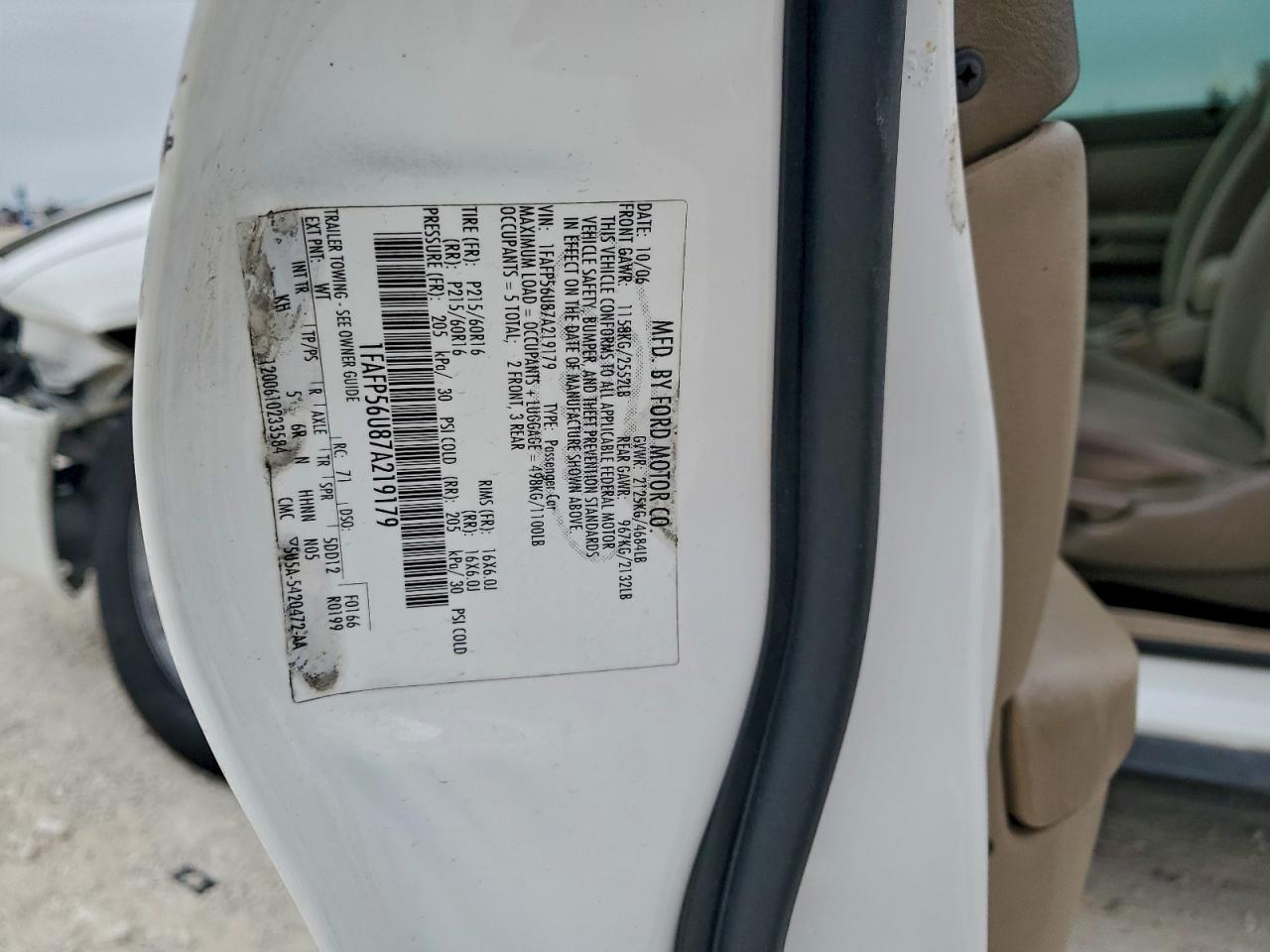 2007 FORD TAURUS SEL photo 12