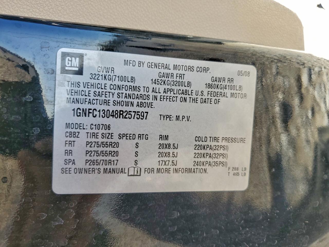 2008 CHEVROLET TAHOE C1500 photo 13