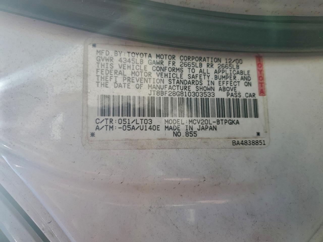 2001 LEXUS ES 300 photo 12