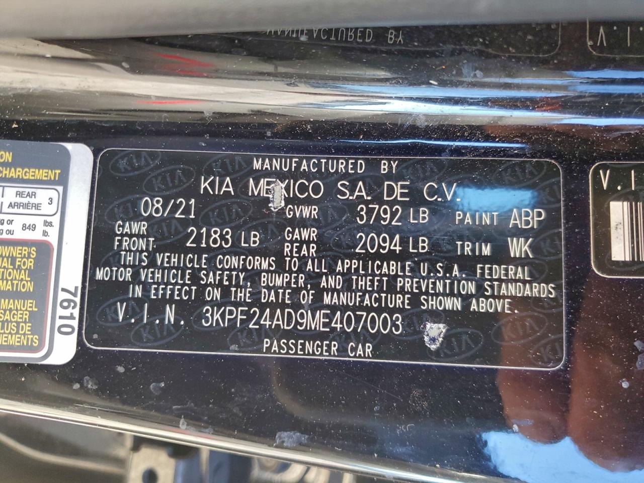 2021 KIA FORTE FE photo 13