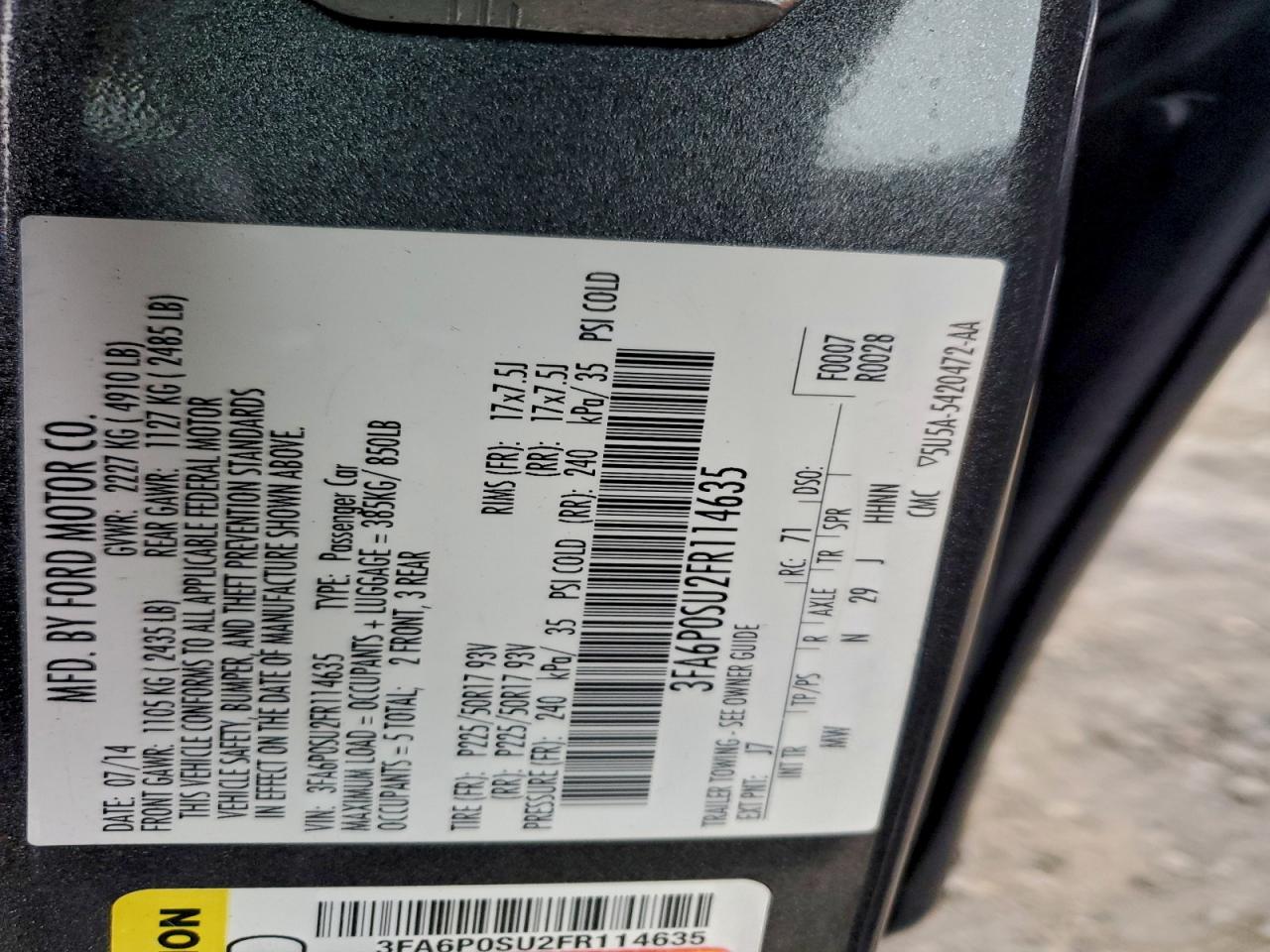 2015 FORD FUSION TITANIUM PHEV photo 12