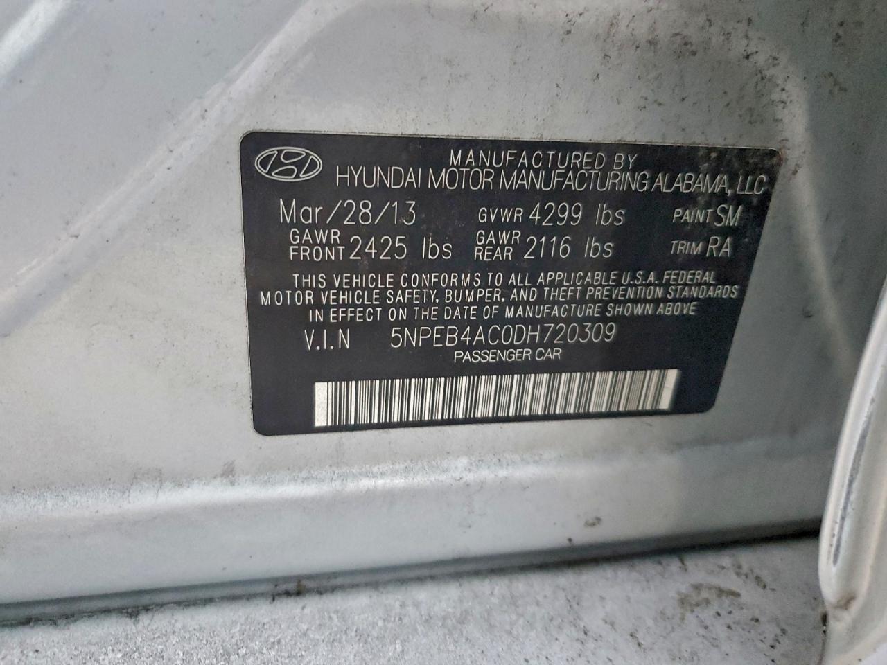 2013 HYUNDAI SONATA GLS photo 12