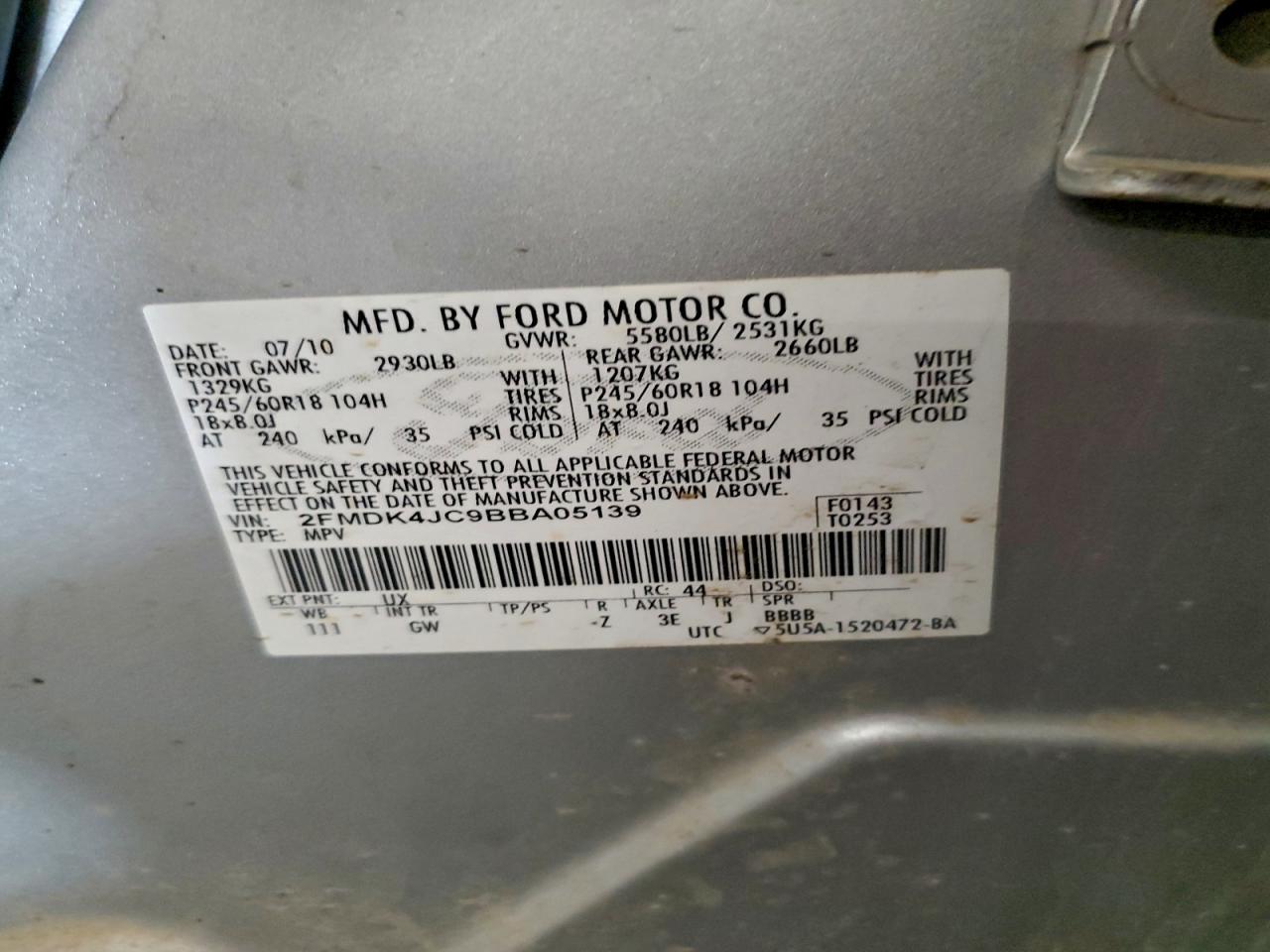 2011 FORD EDGE SEL photo 13
