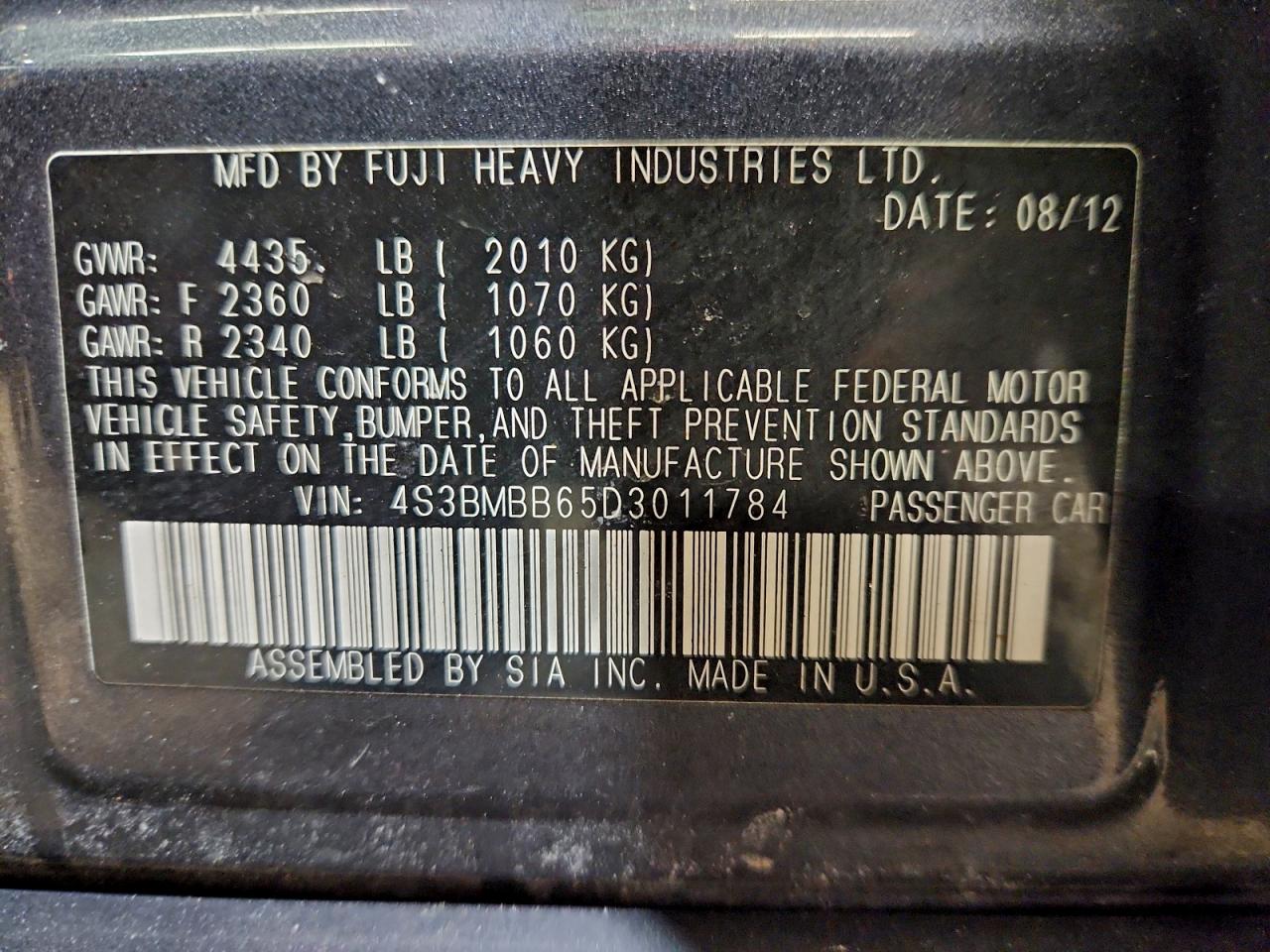 2013 SUBARU LEGACY 2.5I PREMIUM photo 12