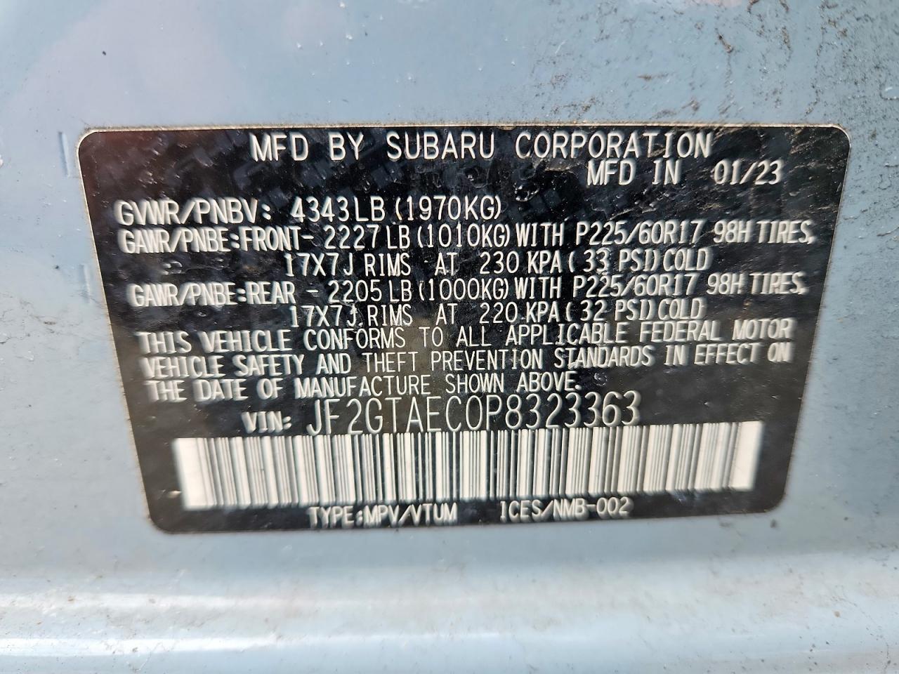 2023 SUBARU CROSSTREK PREMIUM photo 12