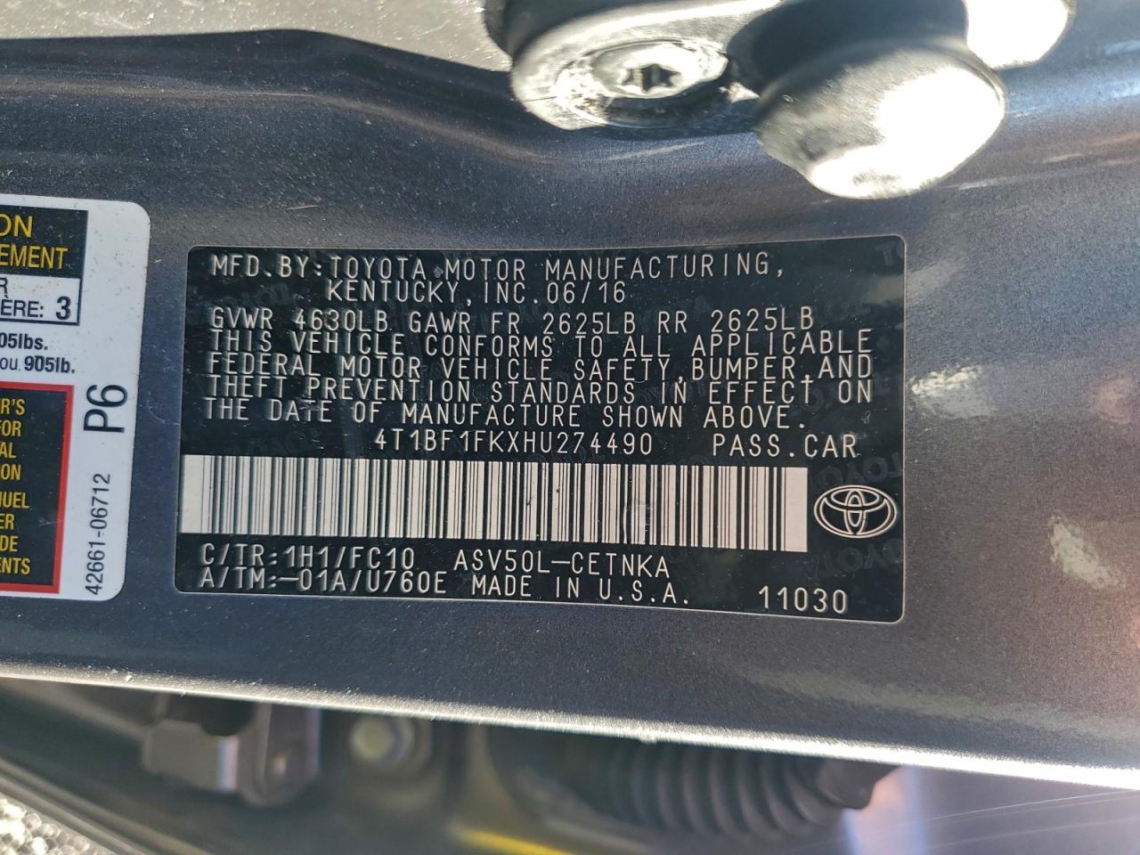 2017 TOYOTA CAMRY LE photo 12
