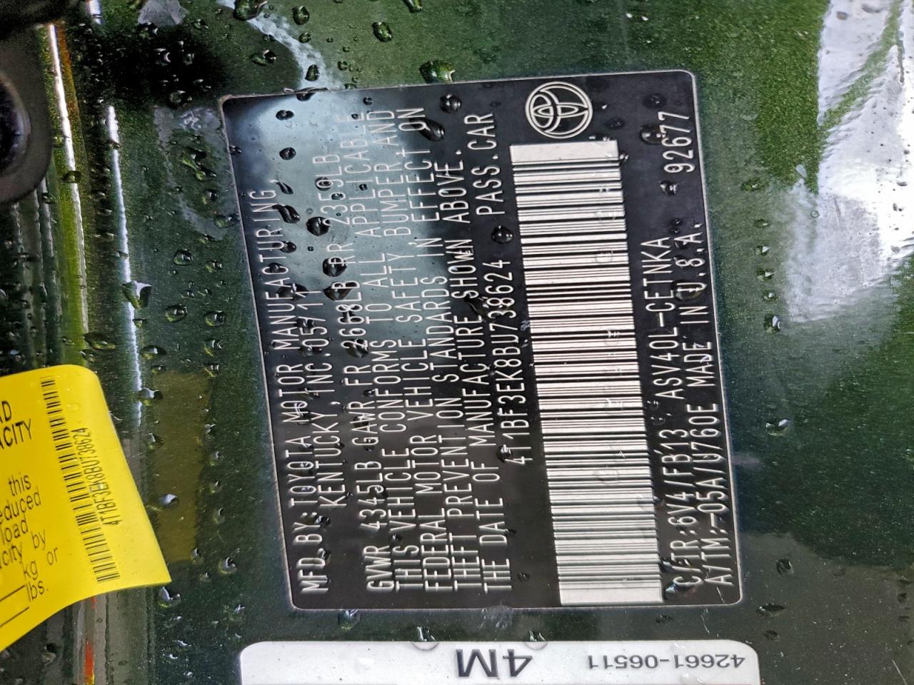 2011 TOYOTA CAMRY BASE photo 13