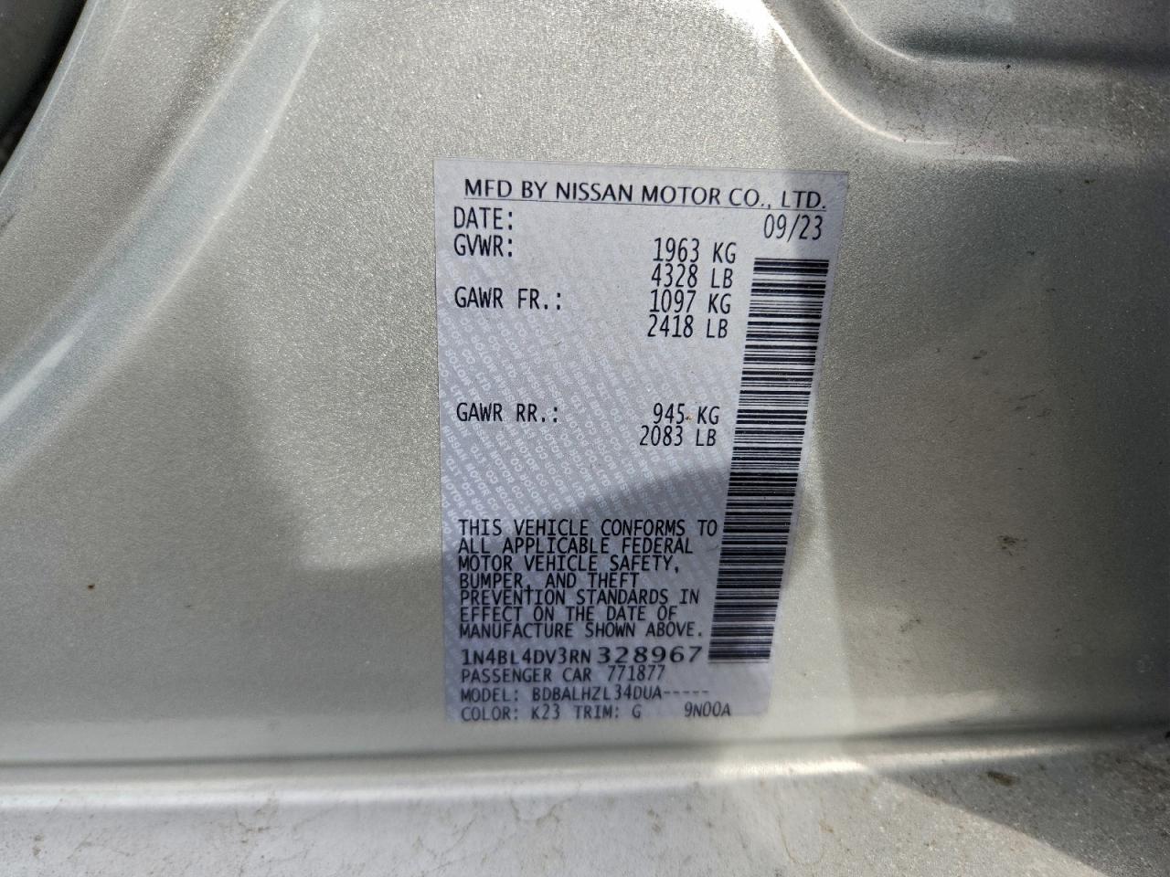 2024 NISSAN ALTIMA SV photo 12