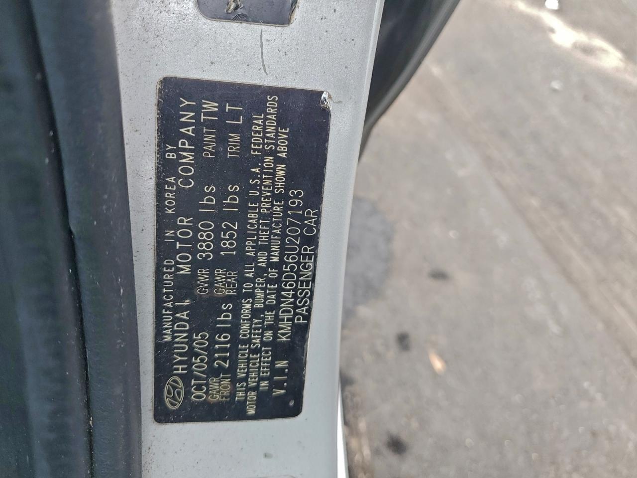 2006 HYUNDAI ELANTRA GLS photo 12
