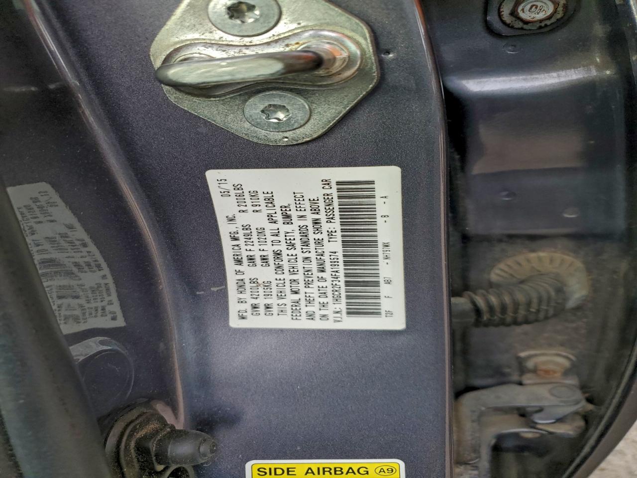 2015 HONDA ACCORD LX photo 12