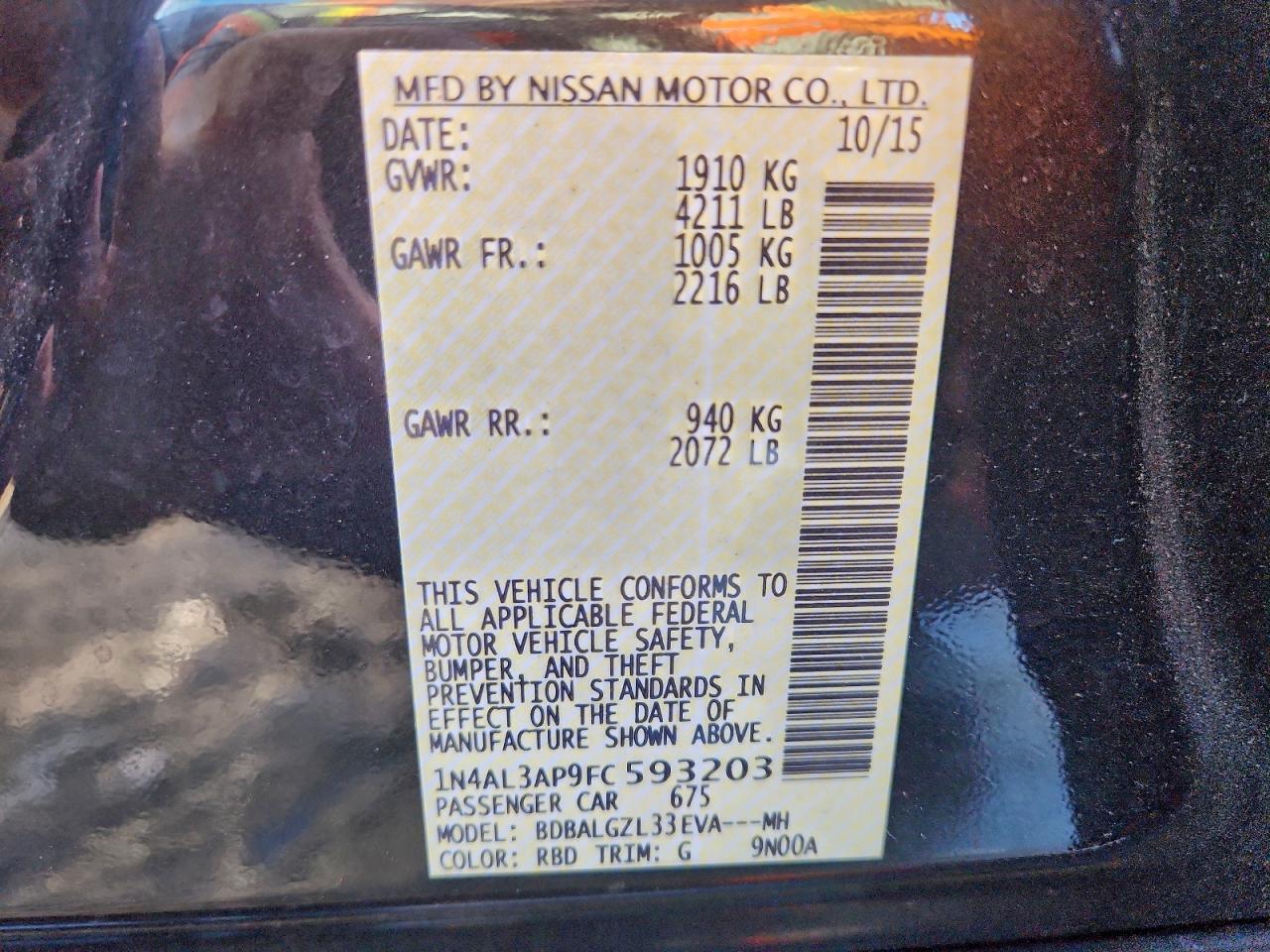 2015 NISSAN ALTIMA 2.5 photo 12