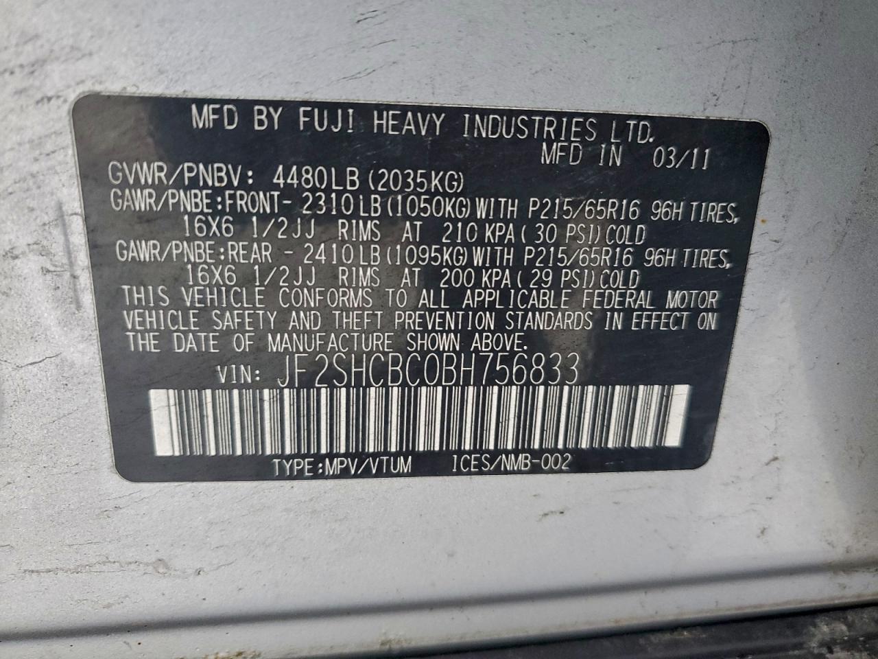 2011 SUBARU FORESTER 2.5X photo 13
