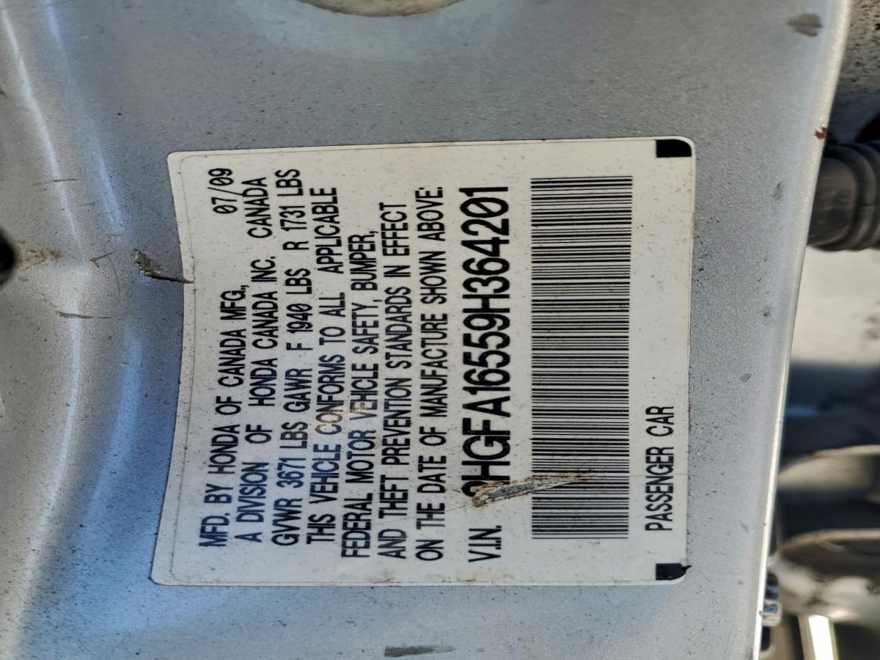 2009 HONDA CIVIC LX photo 12