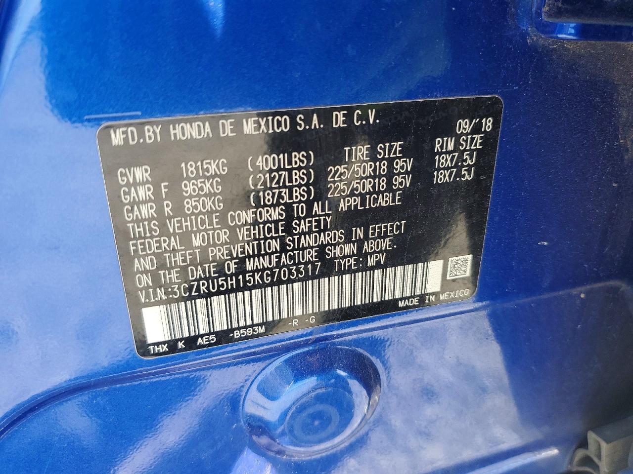 2019 HONDA HR-V SPORT photo 13