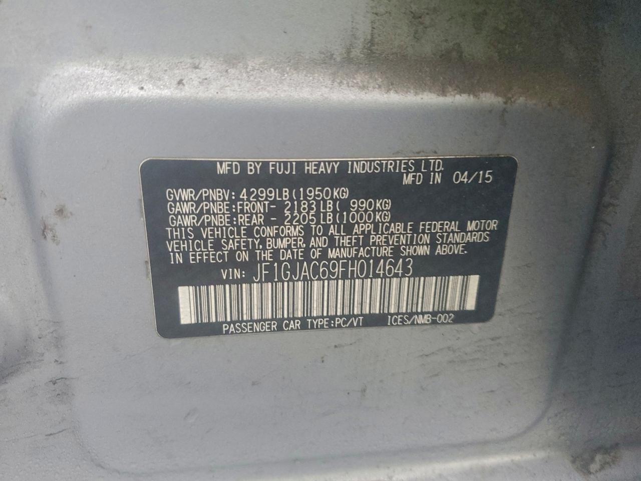 2015 SUBARU IMPREZA PREMIUM photo 12