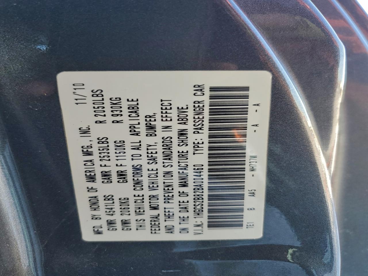 2011 HONDA ACCORD EXL photo 12