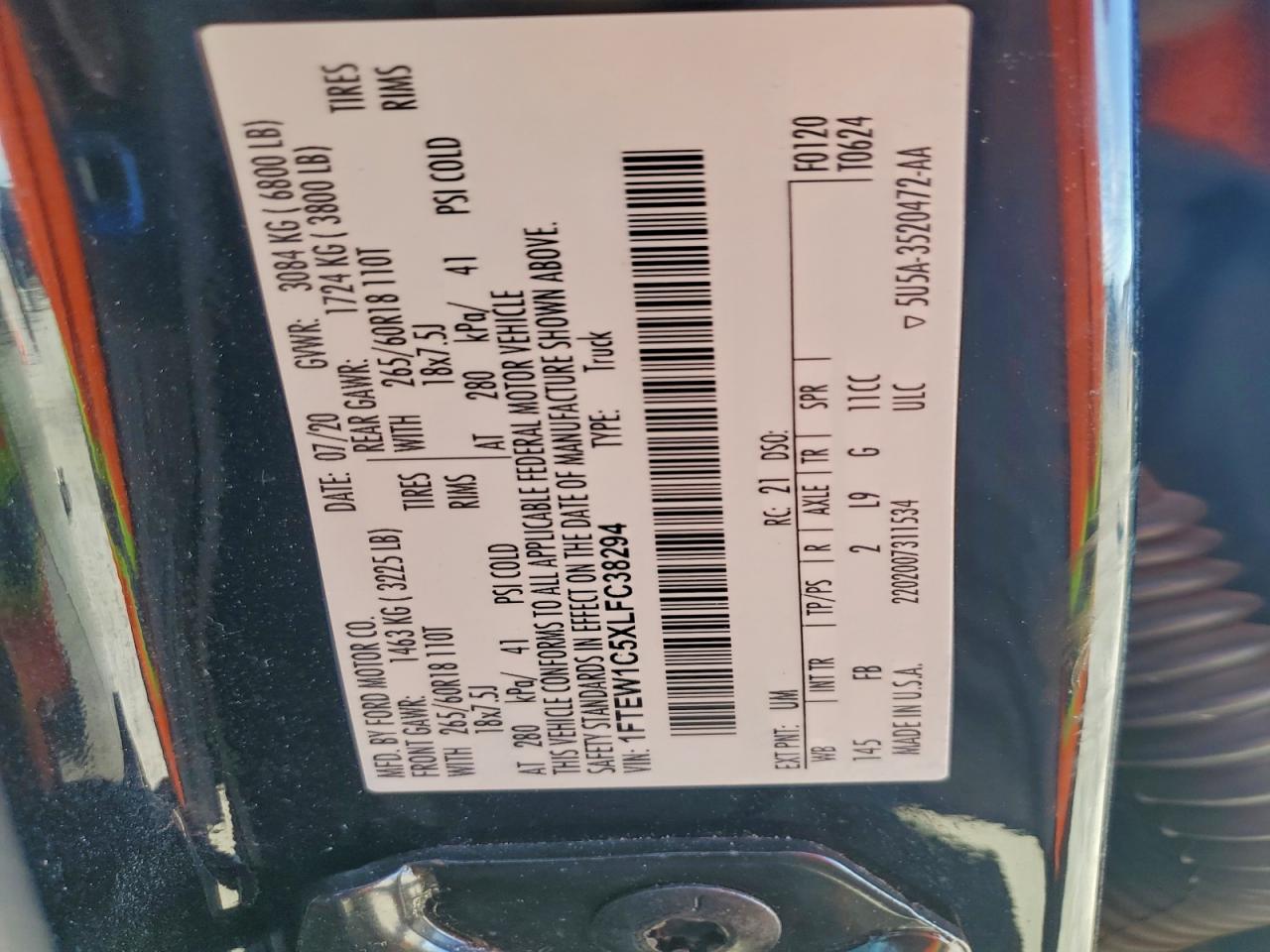 2020 FORD F150 SUPERCREW photo 12
