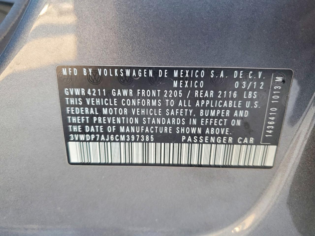 2012 VOLKSWAGEN JETTA SE photo 12