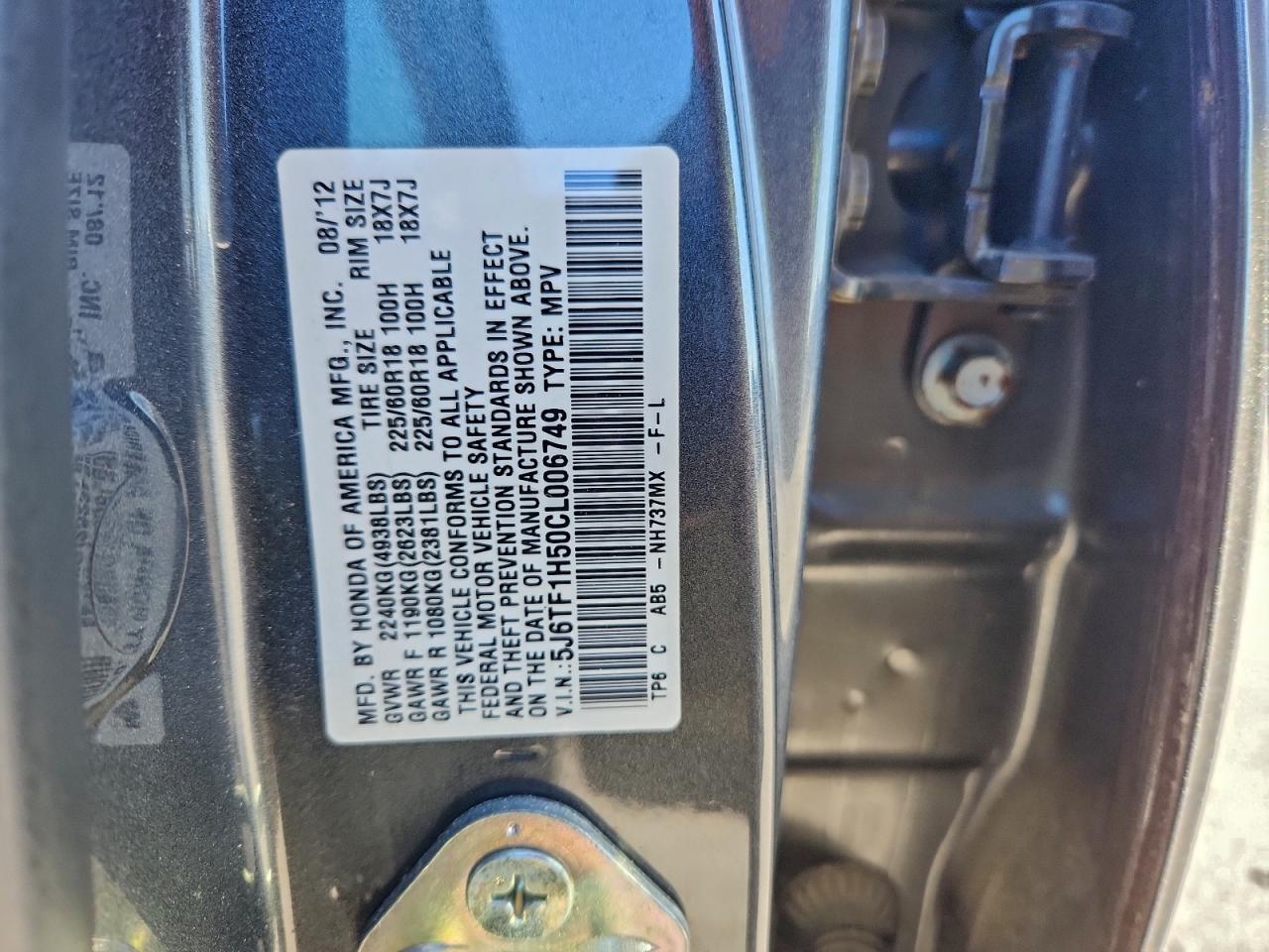 2012 HONDA CROSSTOUR EXL photo 12