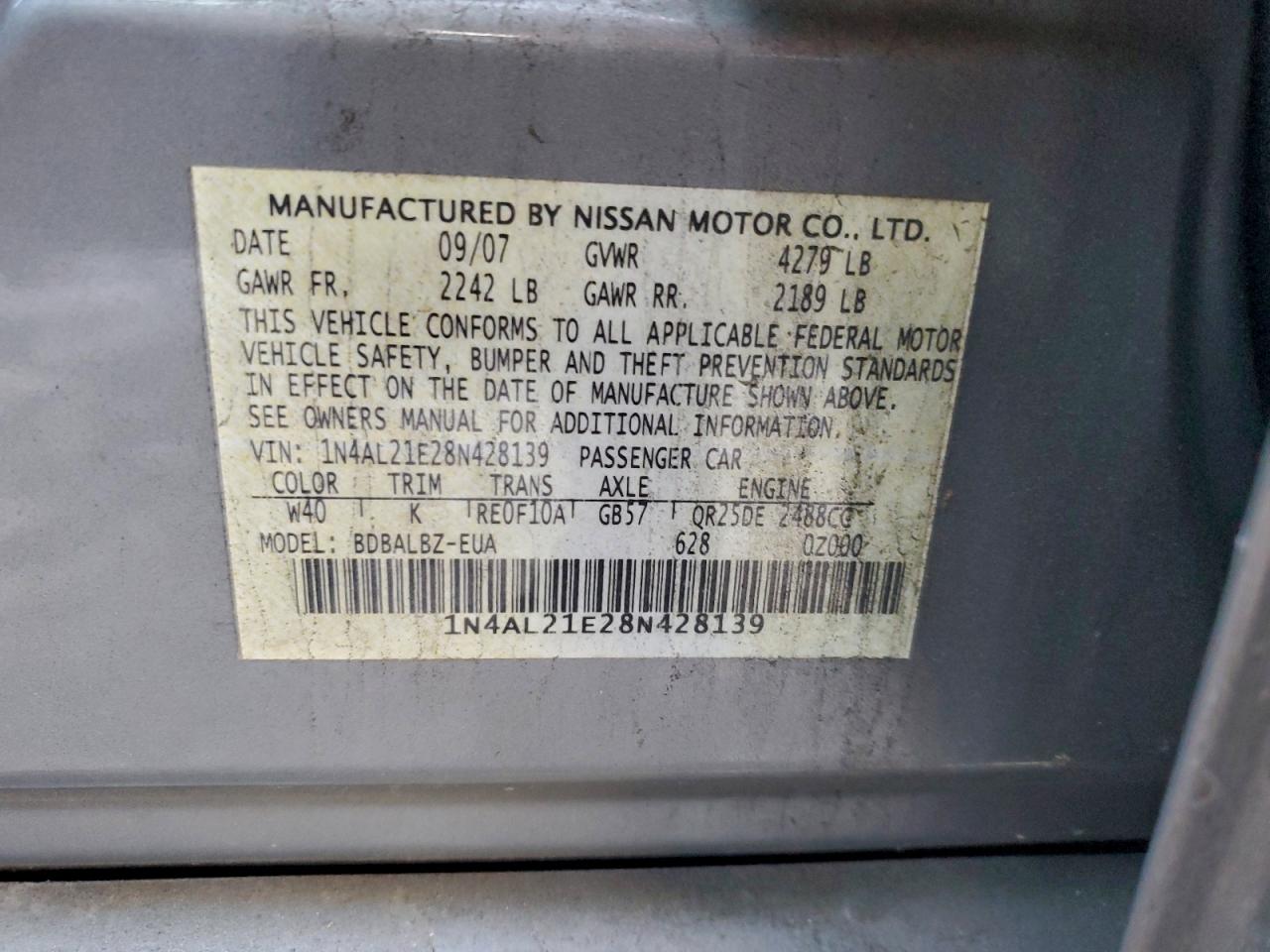 2008 NISSAN ALTIMA 2.5 photo 13