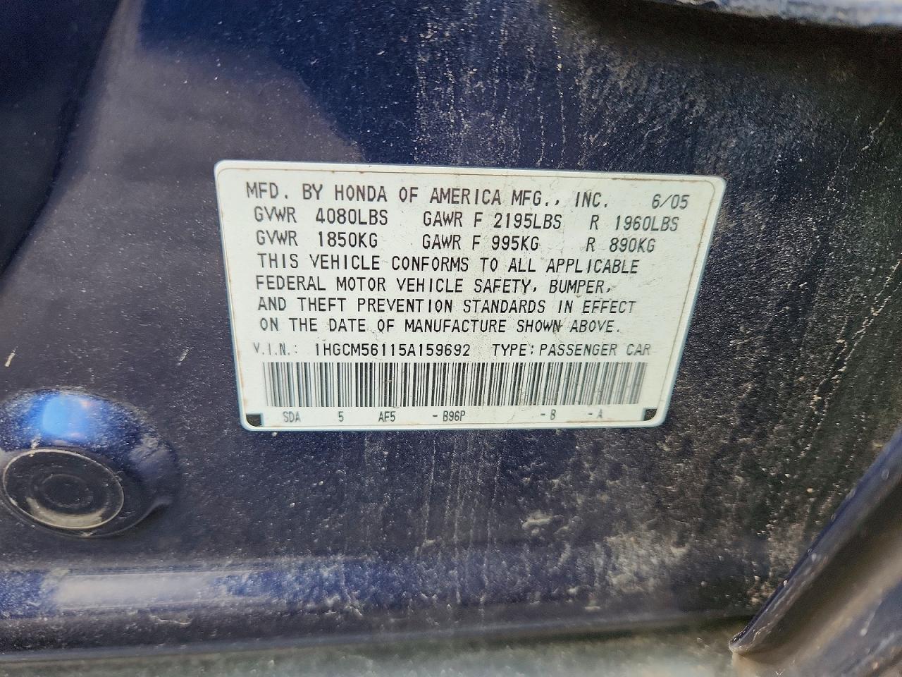 2005 HONDA ACCORD DX photo 12