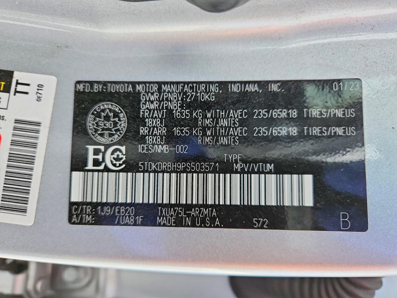 2023 TOYOTA HIGHLANDER L photo 13