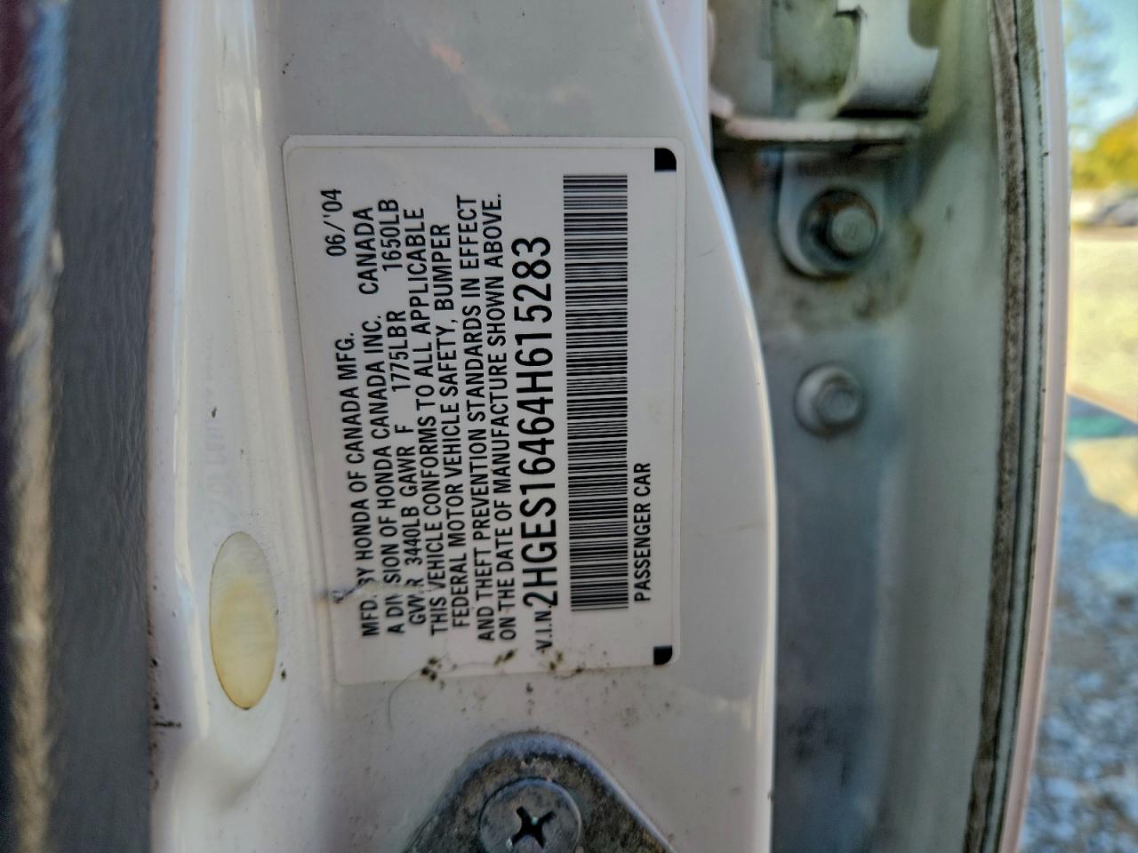 2004 HONDA CIVIC DX photo 12