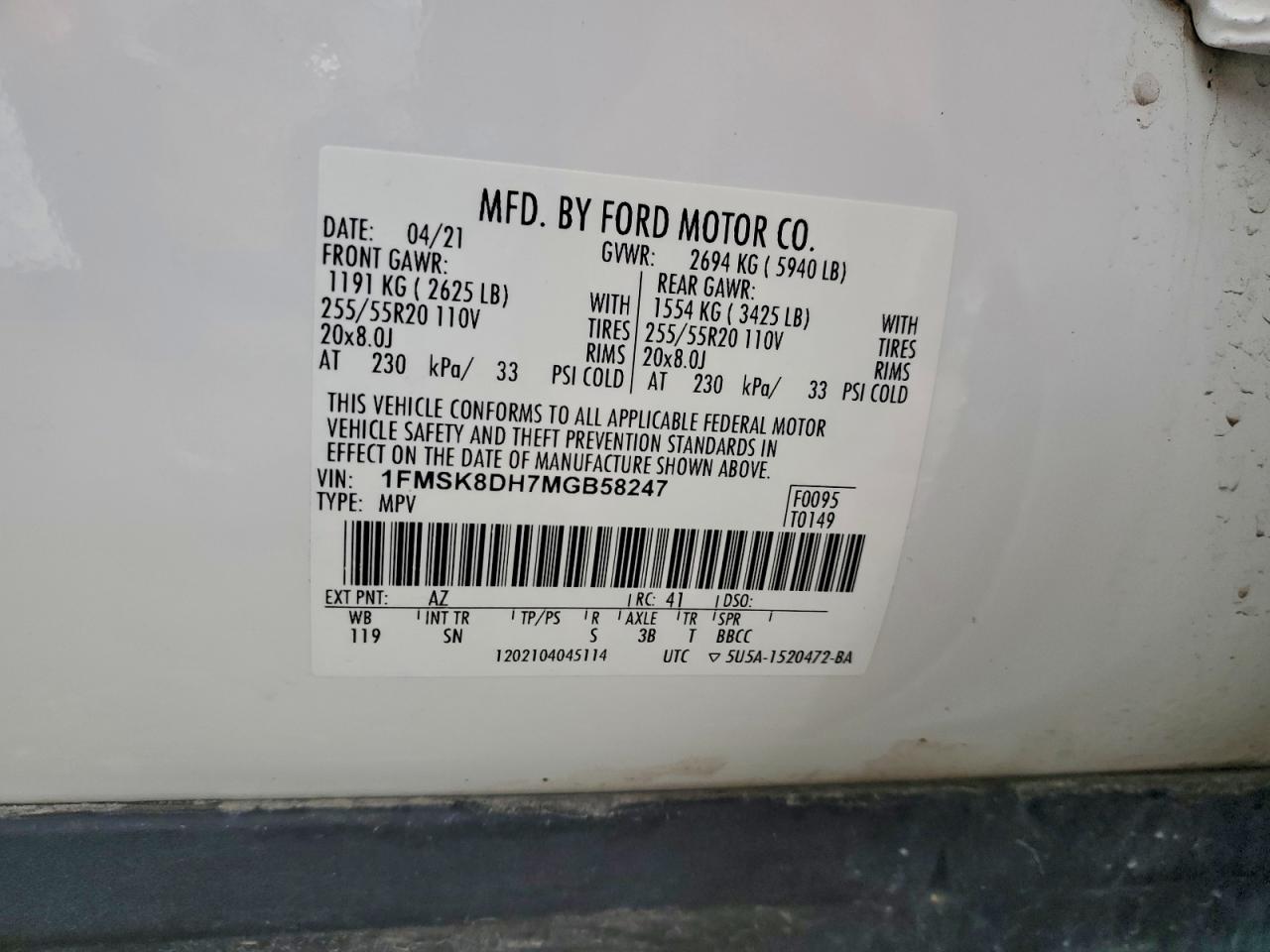2021 FORD EXPLORER XLT photo 23