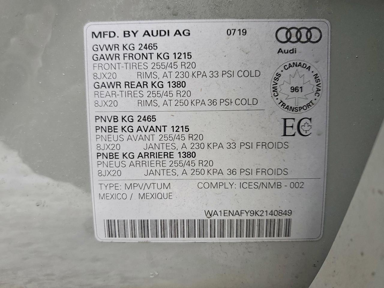 2019 AUDI Q5 PROGRESSIV S-LINE photo 13
