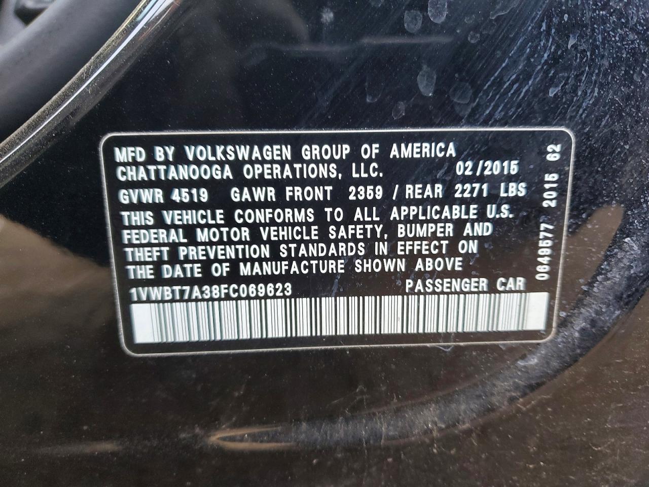 2015 VOLKSWAGEN PASSAT SE photo 12