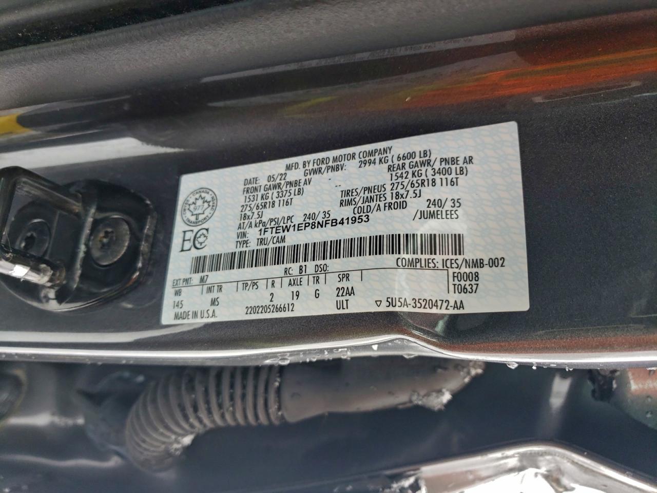 2022 FORD F150 SUPERCREW photo 12