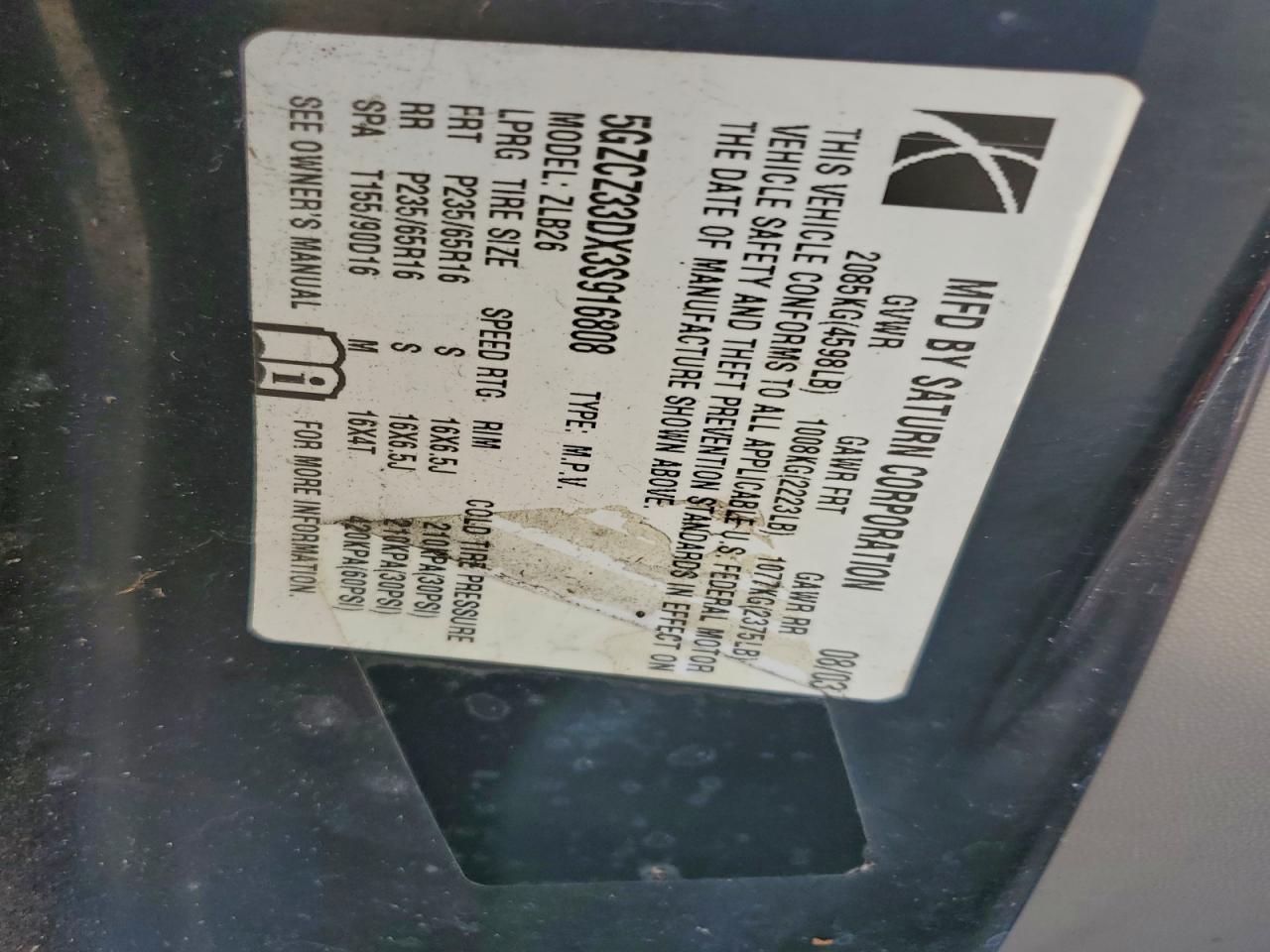 2003 SATURN VUE photo 13
