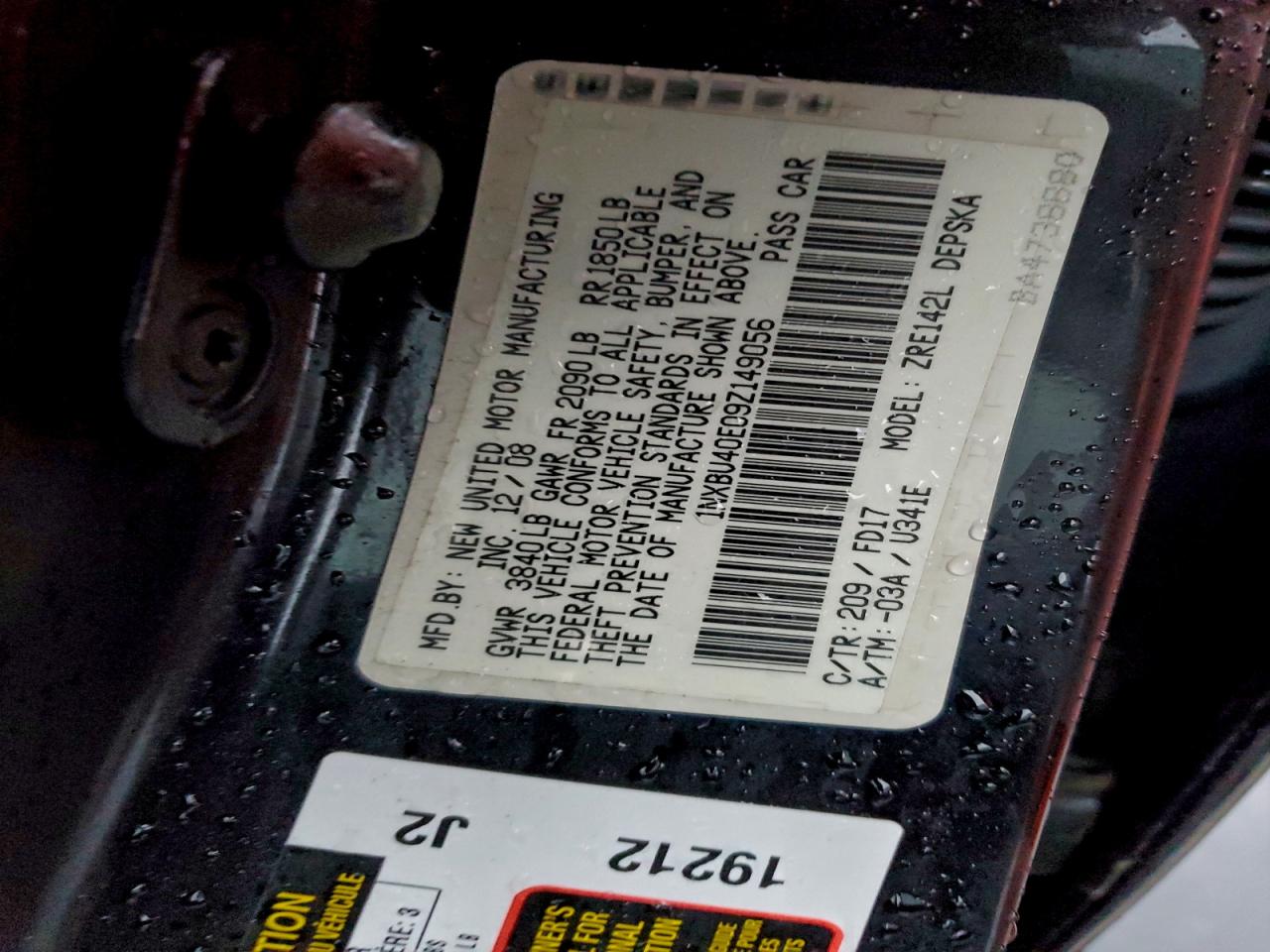 2009 TOYOTA COROLLA BASE photo 12