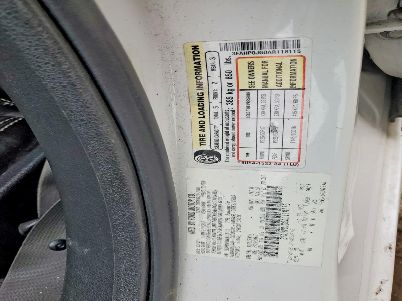 2010 FORD FUSION SEL photo 12