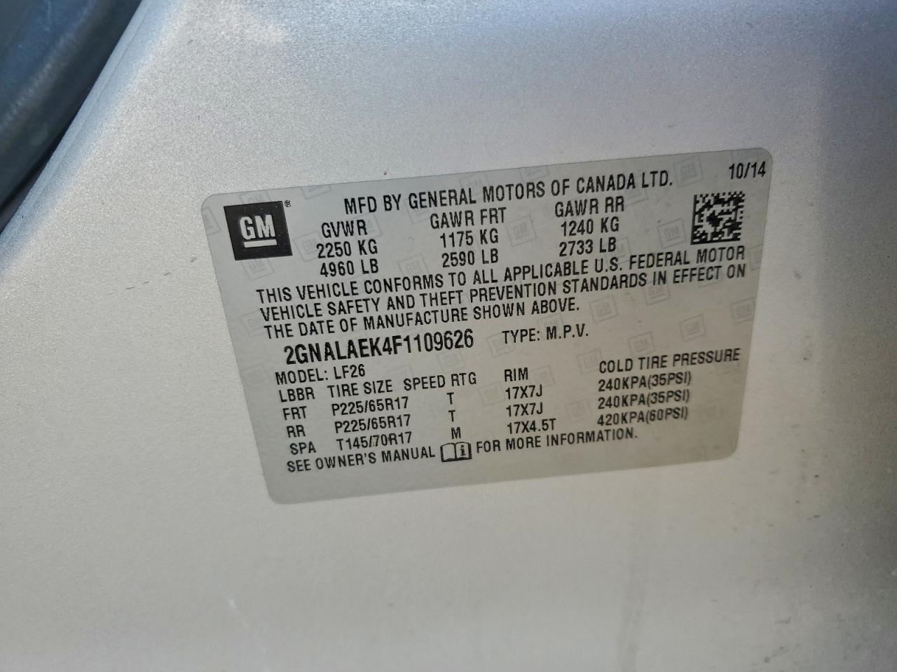 2015 CHEVROLET EQUINOX LS photo 12