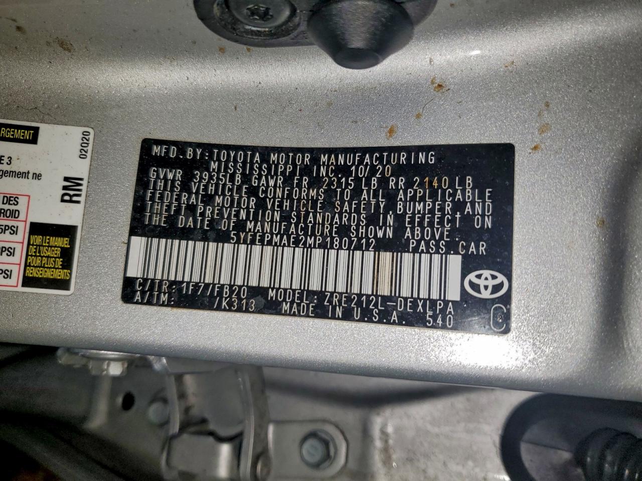2021 TOYOTA COROLLA LE photo 12