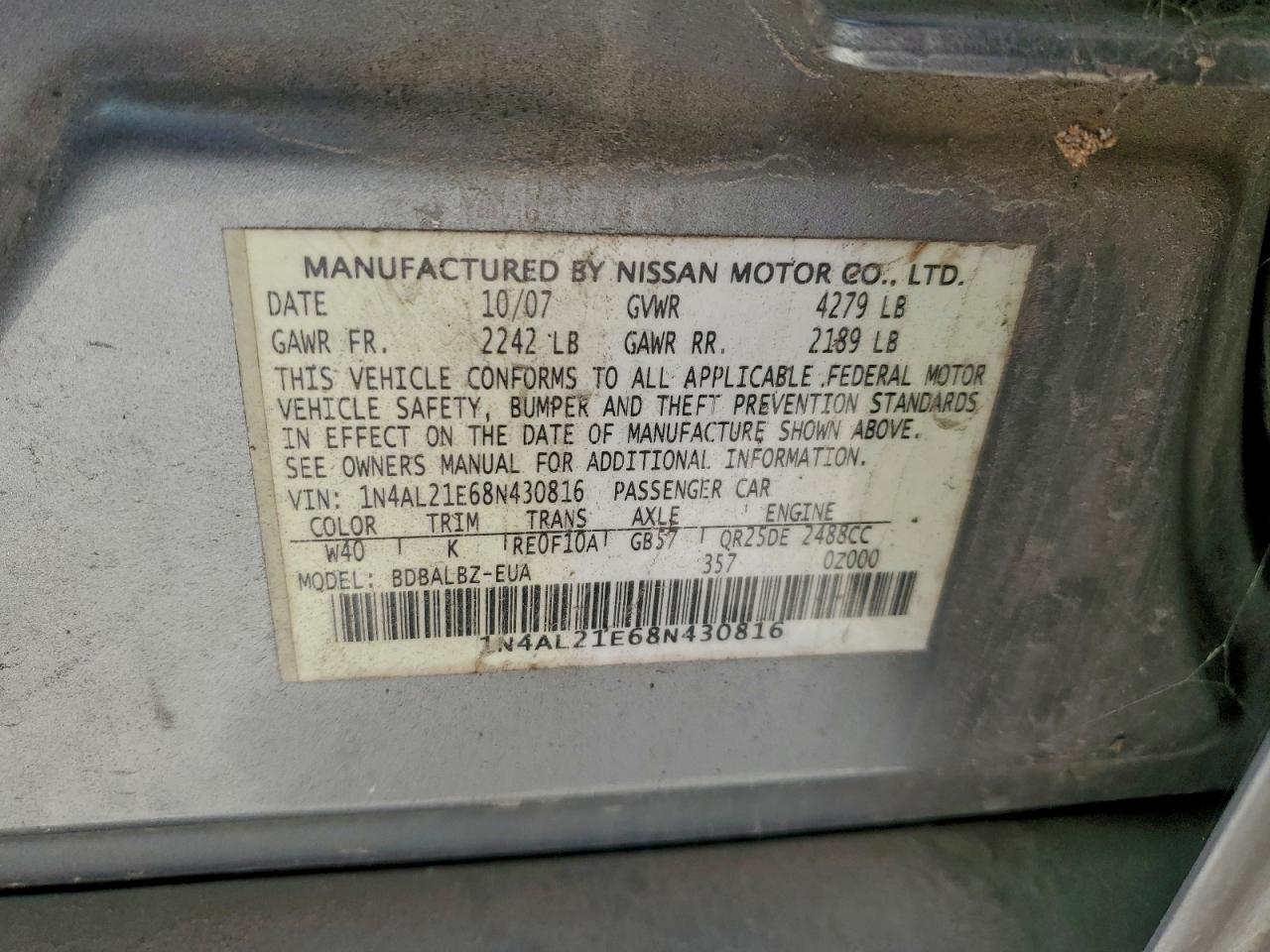 2008 NISSAN ALTIMA 2.5 photo 13