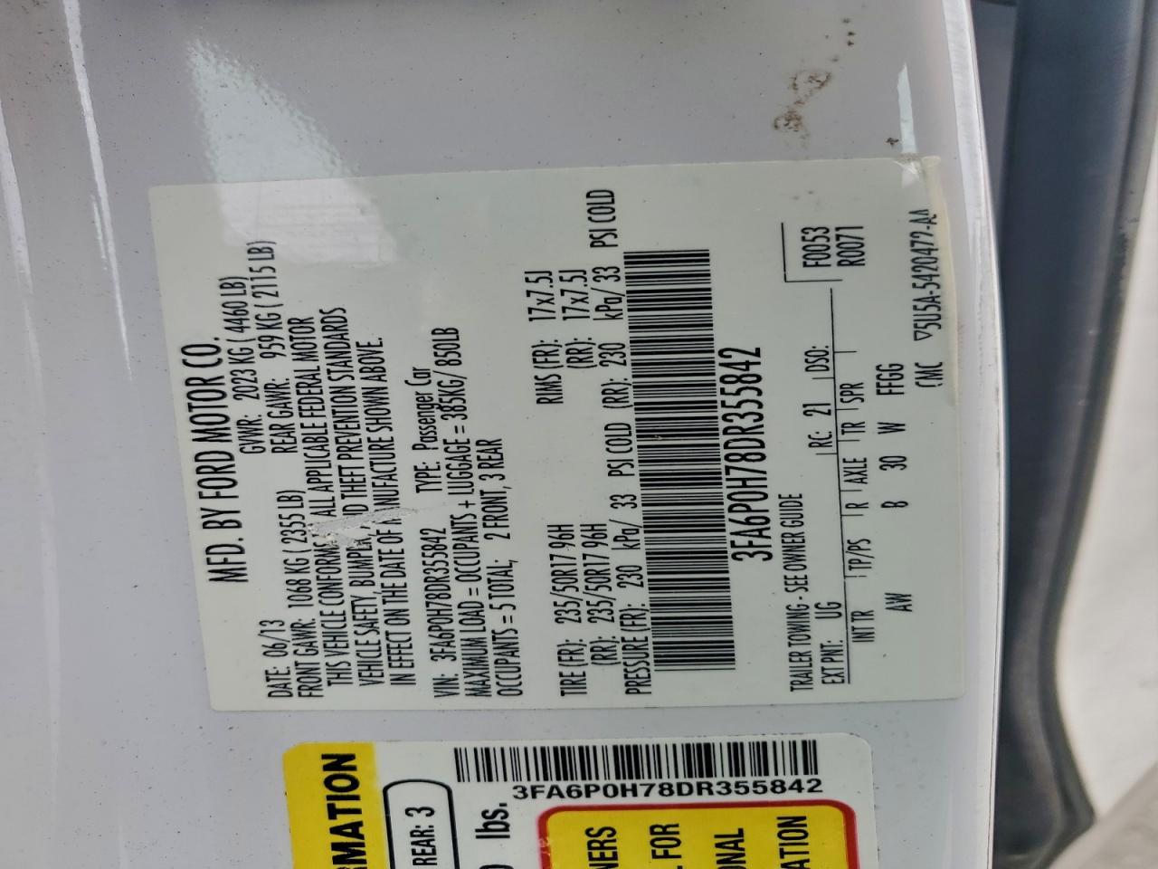 2013 FORD FUSION SE photo 12