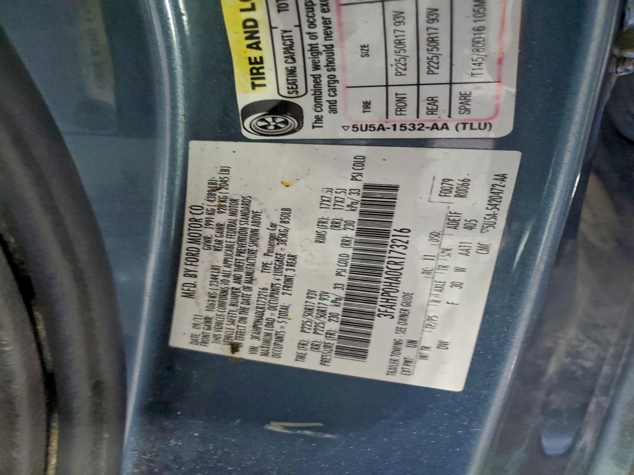 2012 FORD FUSION SE photo 12