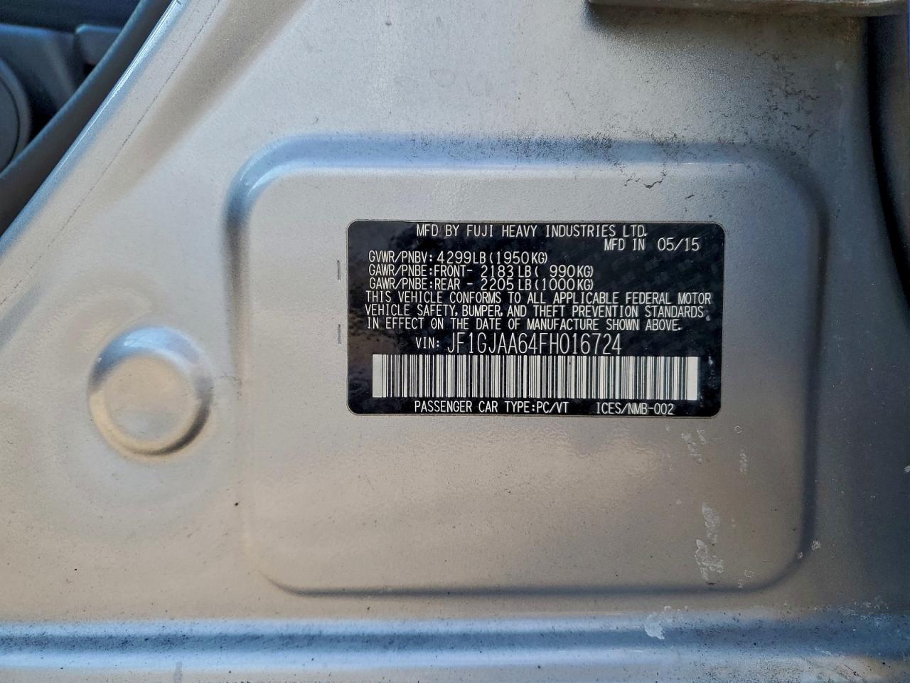 2015 SUBARU IMPREZA photo 12