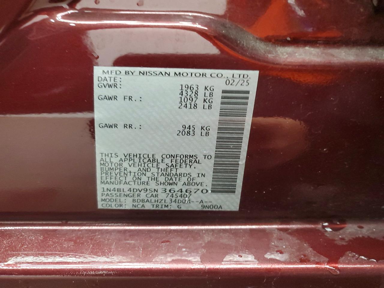 2025 NISSAN ALTIMA SV photo 12