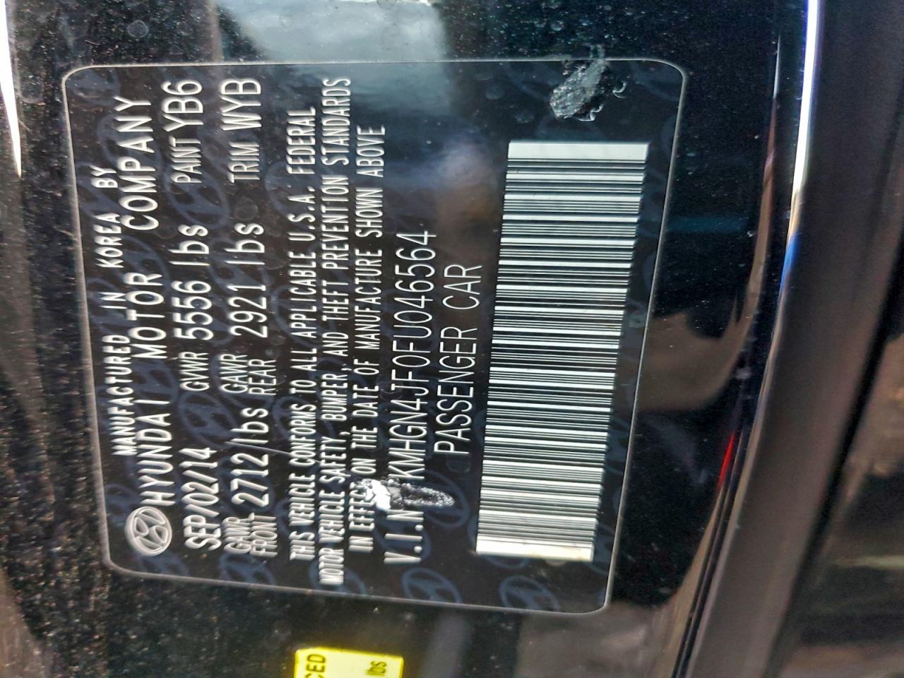 2015 HYUNDAI GENESIS 5.0L photo 12