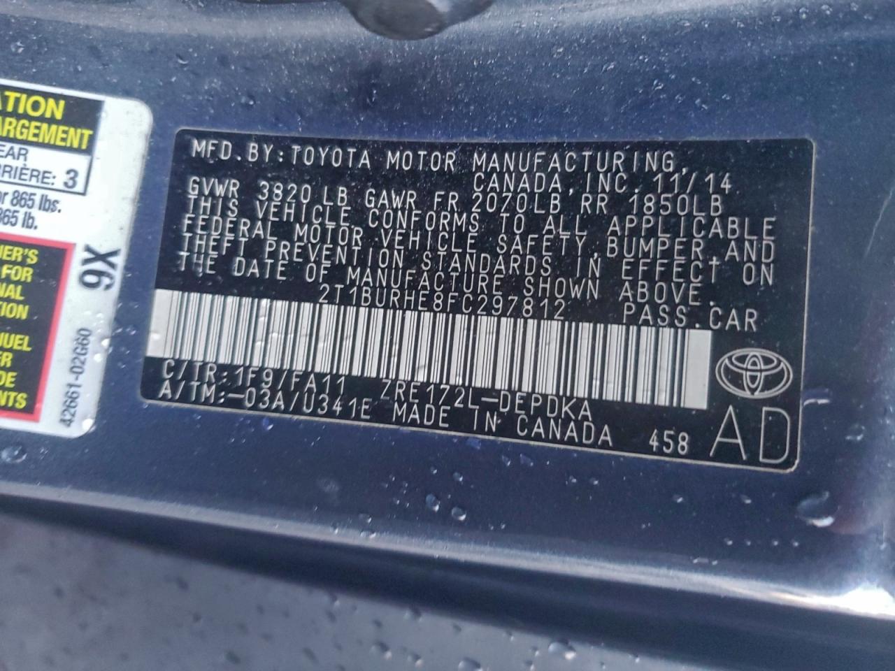 2015 TOYOTA COROLLA L photo 13