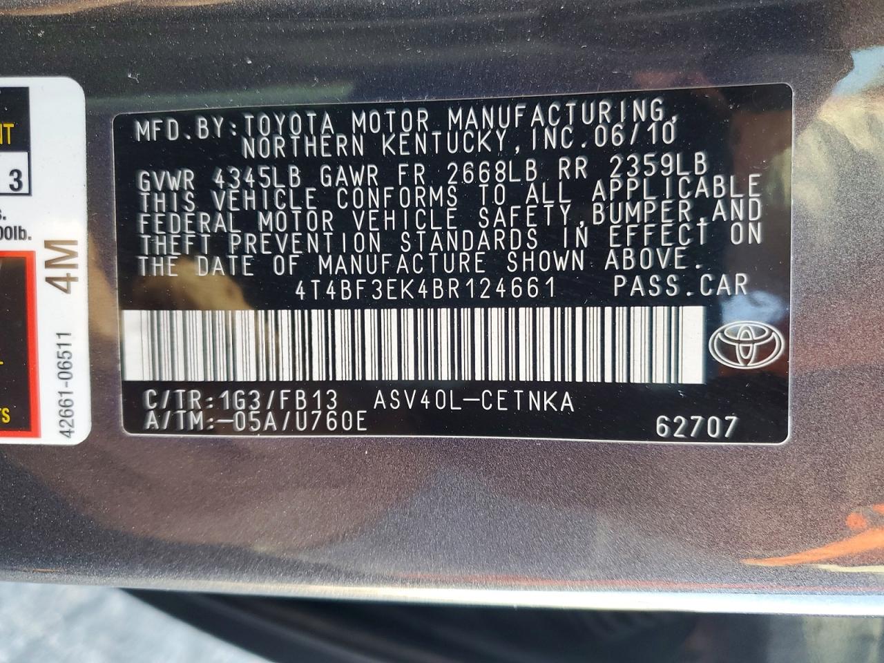 2011 TOYOTA CAMRY LE photo 12