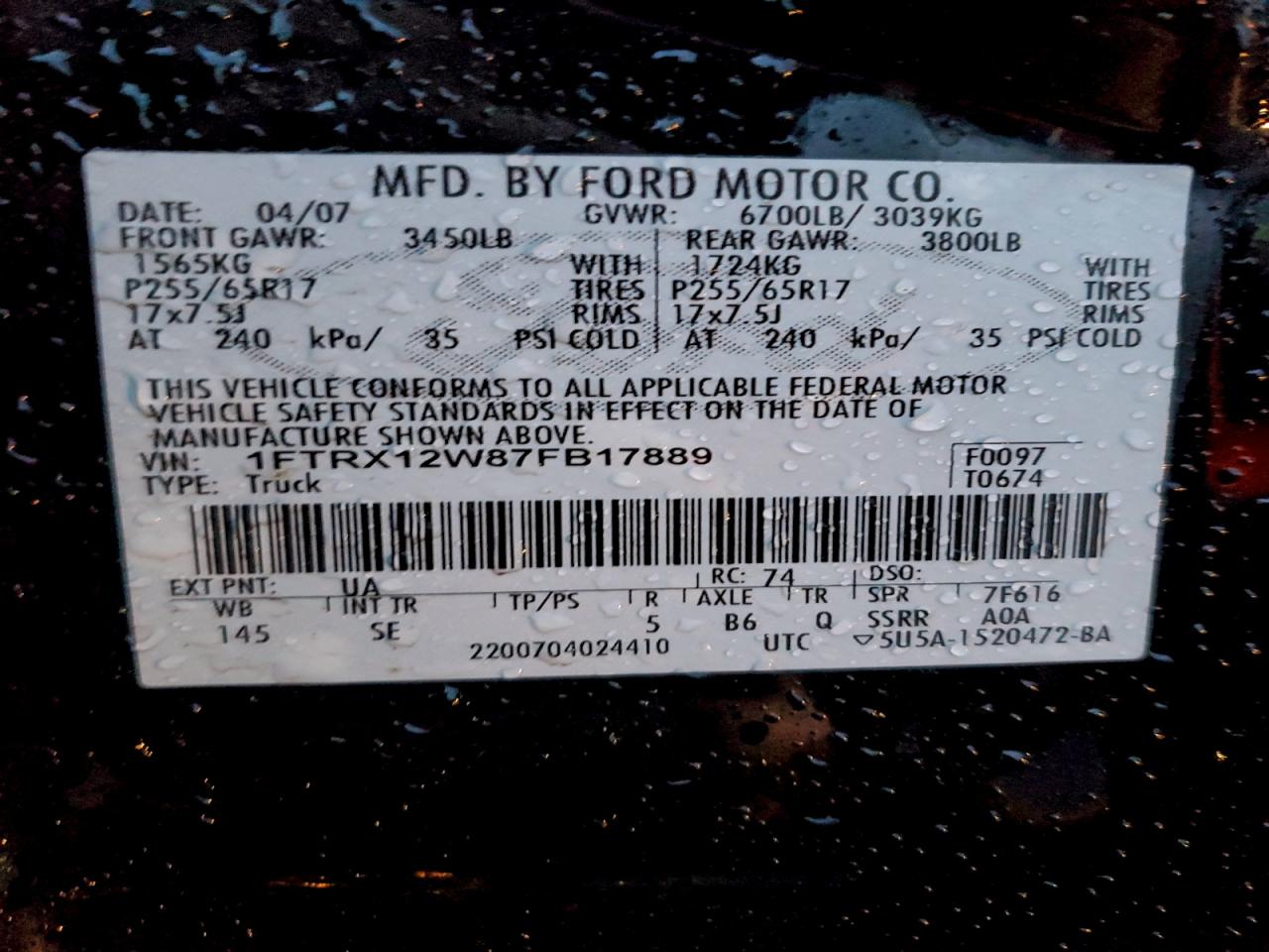 2007 FORD F150 photo 12
