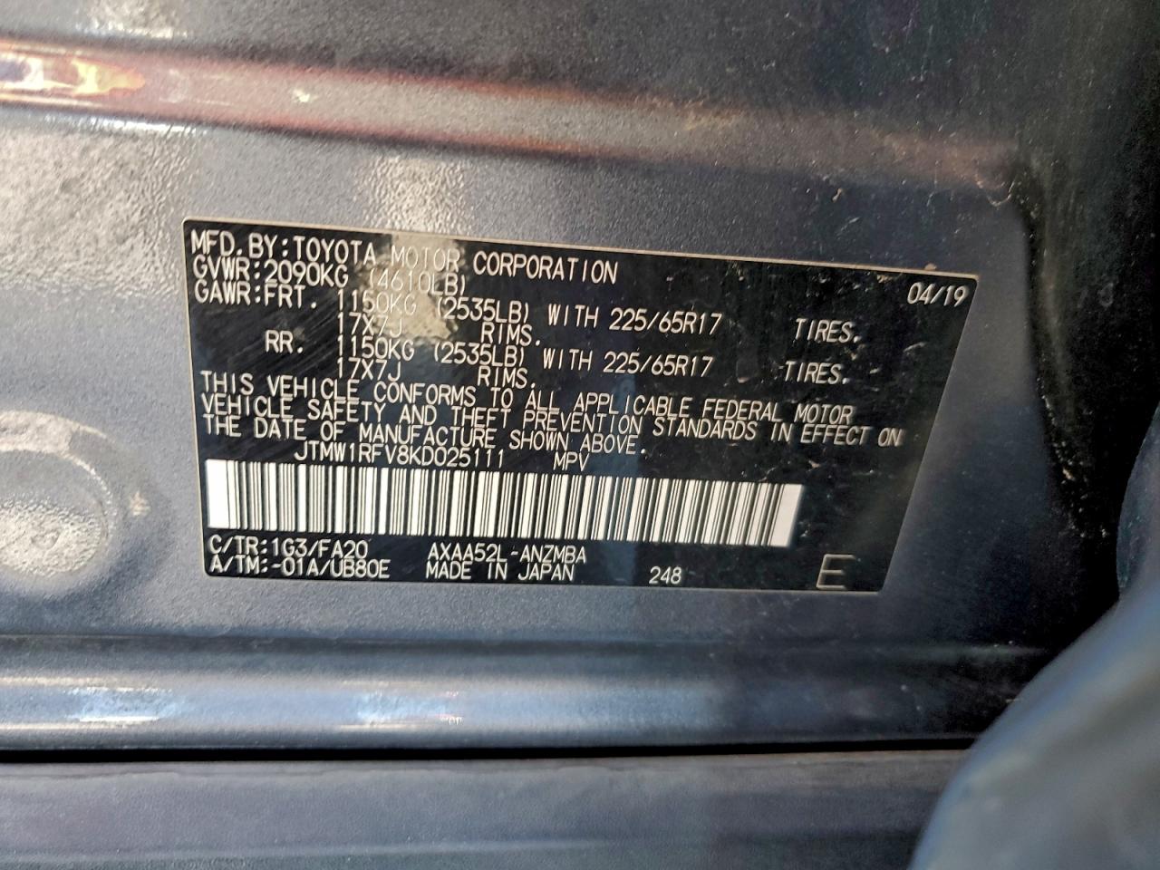 2019 TOYOTA RAV4 XLE photo 13