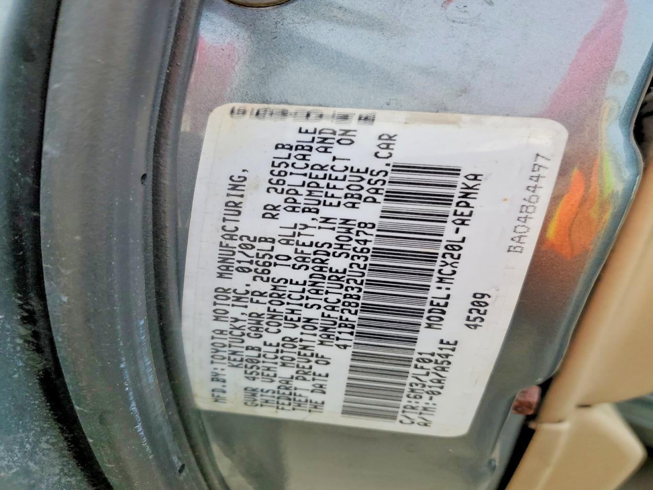 2002 TOYOTA AVALON XL photo 12