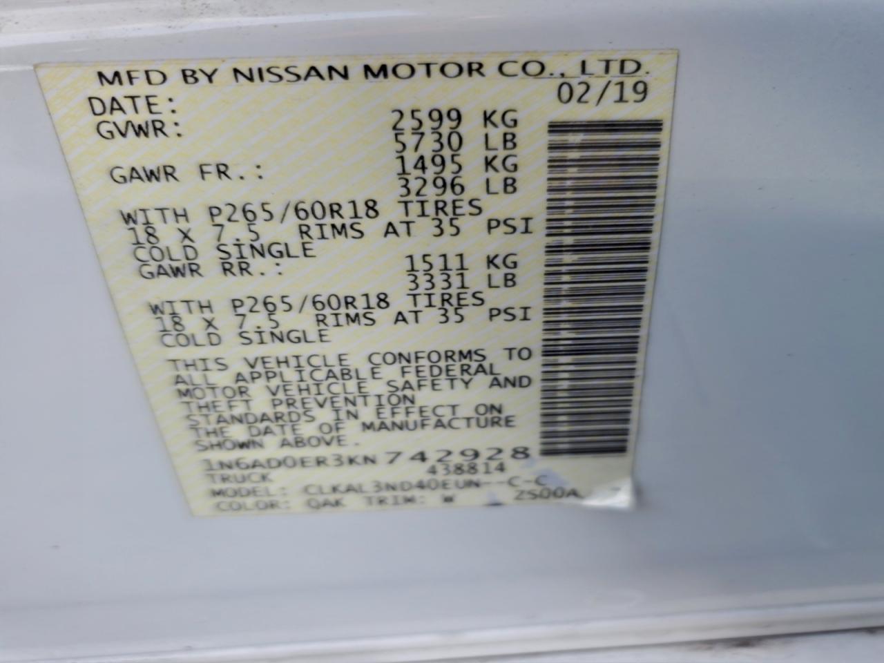 2019 NISSAN FRONTIER S photo 13