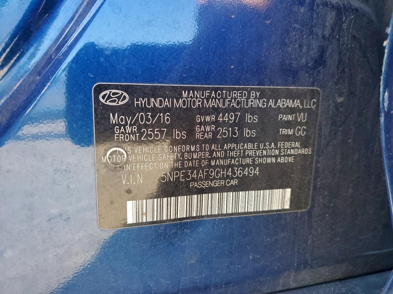 2016 HYUNDAI SONATA SPORT photo 34